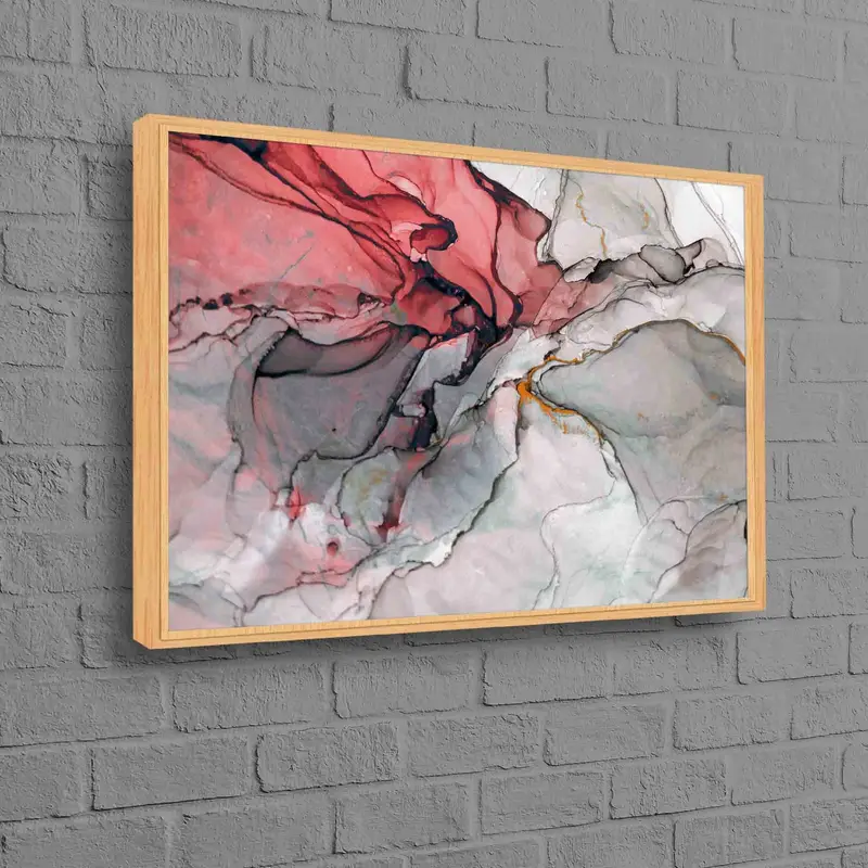 Elegant Red Marble Printed Canvas: Luxury Home Decor Art