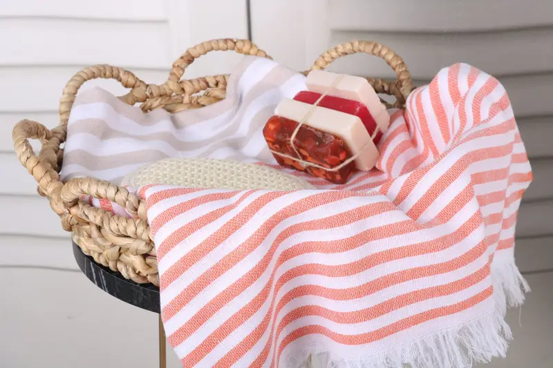 Best lightweight Turkish towel for travel USA, Organic Towel, Bachelor Gifts, Gift Towel, 70x40 Cotton Striped Towel, Luxury towel, Absorbent towel - 2
