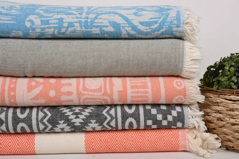 80x60 Cotton Set of 5 Towel, Bachelorette Party Favors, Decorative Bedspread, Wedding Day Gift For Bride, Bridal Shower Gift, Woven Blanket - 3