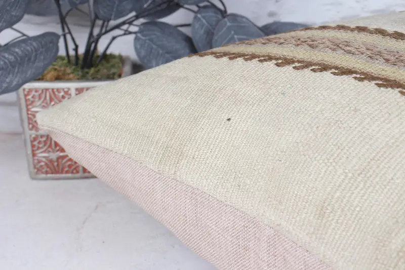 18x18 Beige Pillow Sham, Pillow, Vintage Kilim Throw Pillow, Turkish Corner Pillow Cover, Handmade Throw Pillow Sham, Kilim Pillow, Gift Pillow - 7