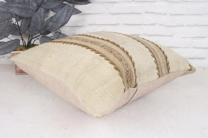 18x18 Beige Pillow Sham, Pillow, Vintage Kilim Throw Pillow, Turkish Corner Pillow Cover, Handmade Throw Pillow Sham, Kilim Pillow, Gift Pillow - 6
