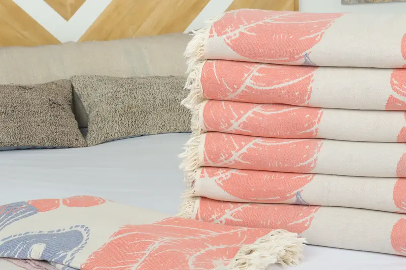 Wedding Favors, Boho Throw Blankets, 92x80 Cotton Underwater Animals Design Towel, Best Friend Christmas Gift, Organic Throw, Woven Throw Blanket - 3