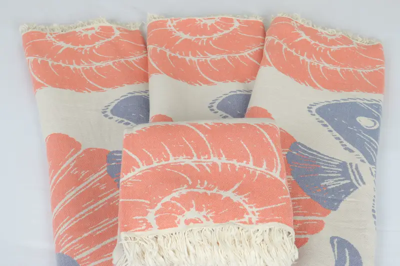 Wedding Favors, Boho Throw Blankets, 92x80 Cotton Underwater Animals Design Towel, Best Friend Christmas Gift, Organic Throw, Woven Throw Blanket - 5