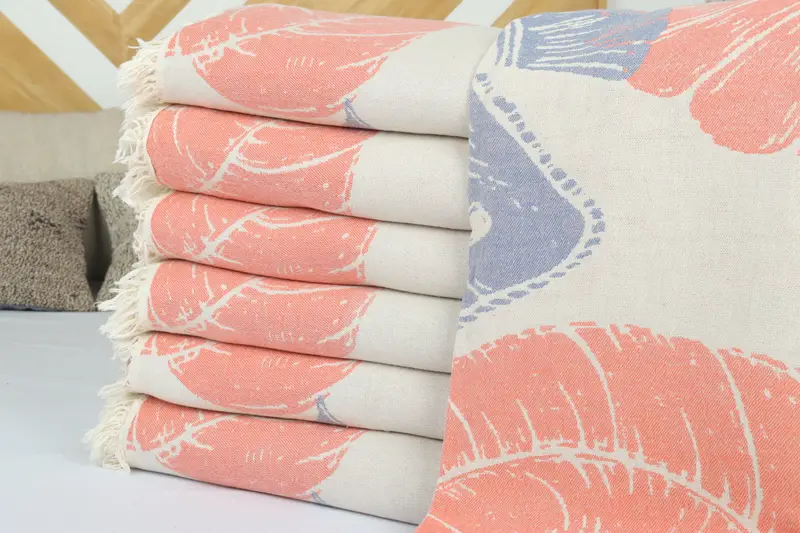 Wedding Favors, Boho Throw Blankets, 92x80 Cotton Underwater Animals Design Towel, Best Friend Christmas Gift, Organic Throw, Woven Throw Blanket - 2