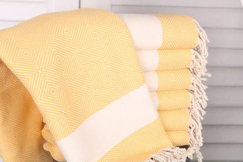 Diamond Towel Yellow Cotton Towel, Bridesmaid Gift, 40x79 Inches
