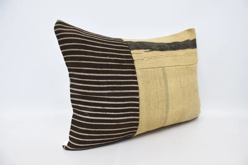 Antique Pillows, Pillow Sham, Ethnical Kilim Rug Pillow, Kilim Cushion Sham, Turkish Corner Cushion Case, 20x28 Beige Pillow - 3