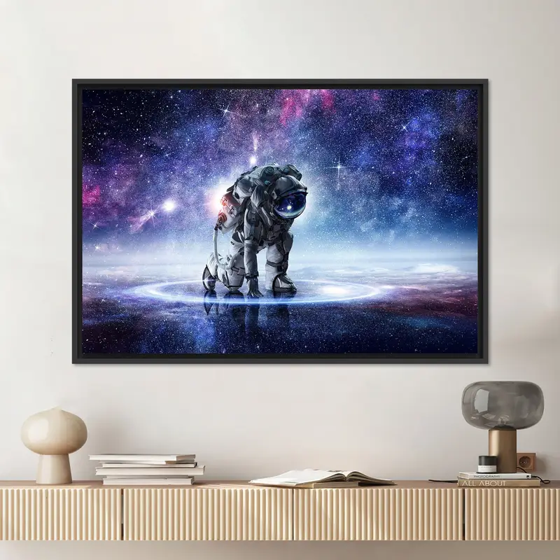 Stellar Canvas: 宇宙飛行士の恋人の宇宙風景アート プリント