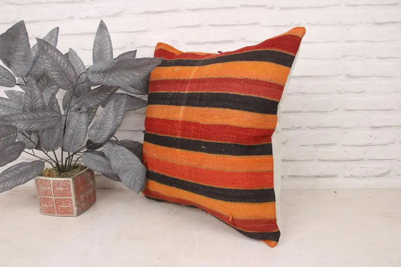 Kilim Pillow Cover, Ottoman Cushion, Cushion, Boho Pillow, Bolster Cushion Cover, Kilim Cushion Sham, 20x20 Red Cushion, Neutral Pillow Sham - 4