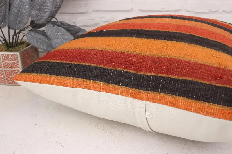 Kilim Pillow Cover, Ottoman Cushion, Cushion, Boho Pillow, Bolster Cushion Cover, Kilim Cushion Sham, 20x20 Red Cushion, Neutral Pillow Sham - 6