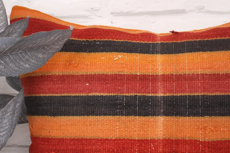 Kilim Pillow Cover, Ottoman Cushion, Cushion, Boho Pillow, Bolster Cushion Cover, Kilim Cushion Sham, 20x20 Red Cushion, Neutral Pillow Sham - 2