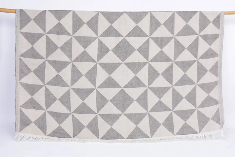 Geometric Brown Turkish Organic Cotton Towel, Personalized Bath Towel, 70x40 Inches - 1