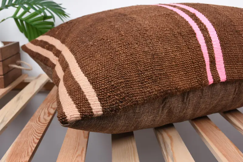 Pillow for Couch, Living Room Throw Pillow, 20x28 Brown Pillow, Vintage Kilim Pillow, Car Pillow, Ethnical Kilim Rug Pillow, Pillow - 6
