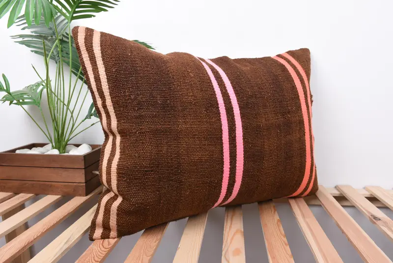 Pillow for Couch, Living Room Throw Pillow, 20x28 Brown Pillow, Vintage Kilim Pillow, Car Pillow, Ethnical Kilim Rug Pillow, Pillow - 4