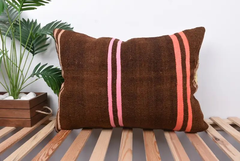 Pillow for Couch, Living Room Throw Pillow, 20x28 Brown Pillow, Vintage Kilim Pillow, Car Pillow, Ethnical Kilim Rug Pillow, Pillow - 1