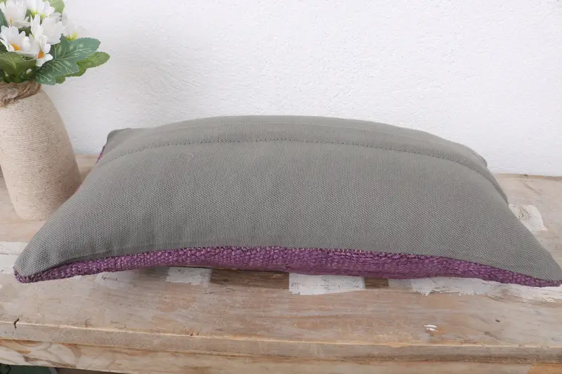 Turkish Bench Pillow, Gift Pillow, Bolster Throw Cushion Case, Boho Pillow, 8x16 Purple Cushion Case, Pillow Case, Turkish Pillow - 7