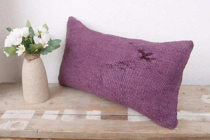 Turkish Bench Pillow, Gift Pillow, Bolster Throw Cushion Case, Boho Pillow, 8x16 Purple Cushion Case, Pillow Case, Turkish Pillow - 4