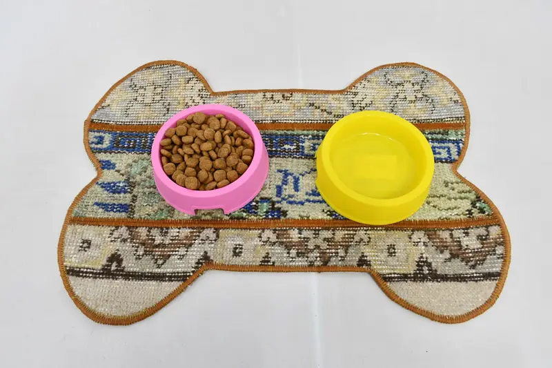 Köpük Dolgulu Orta Mavi ve Kahverengi Pamuklu Evcil Hayvan Matı, Dayanıklı Evcil Hayvan Yastığı