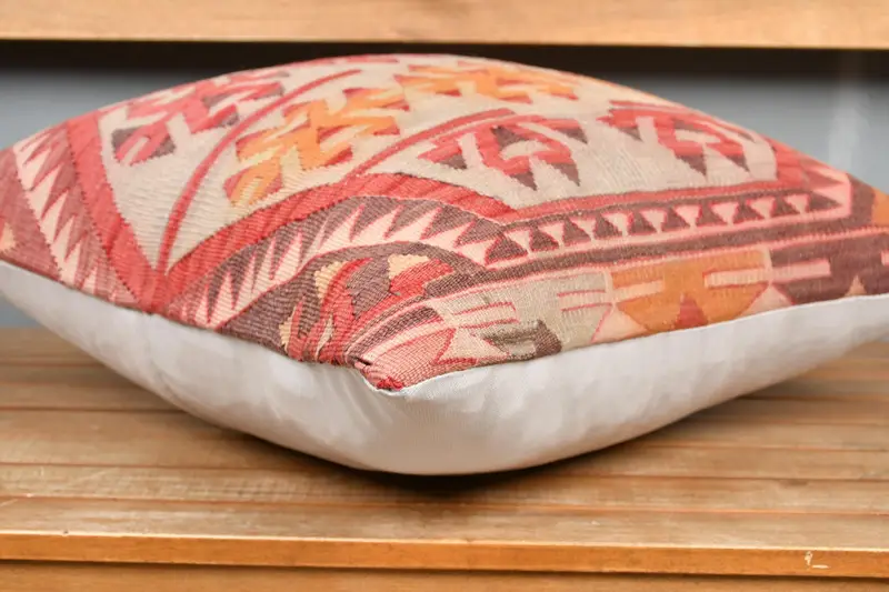 Cushion Case, Personalized Gift Pillow Pillow Cover, Pillow for Couch, Antique Pillows, 20x20 Red Cushion, Kilim Pillow Cover - 4
