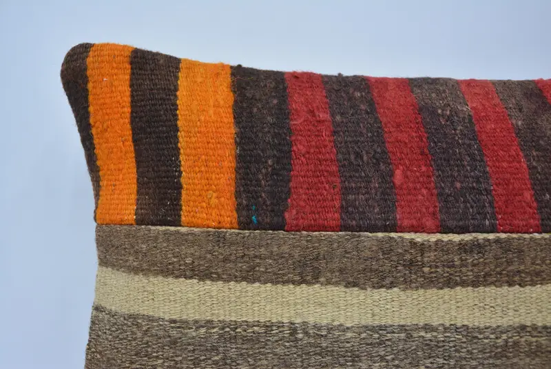 Antique Pillows, Handmade Kilim Cushion, 12x20 Brown Cushion Case, Tribal Cushion, Pillow Case, Couch Pillow Case, Kilim Cushion Sham - 2