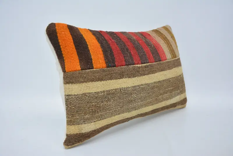 Antique Pillows, Handmade Kilim Cushion, 12x20 Brown Cushion Case, Tribal Cushion, Pillow Case, Couch Pillow Case, Kilim Cushion Sham - 3