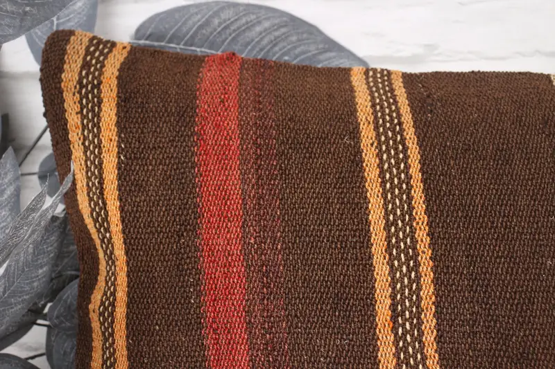 Ethnical Kilim Rug Pillow, Turkish Kilim Pillow, Pillow, Sofa Pillow Sham, 16x24 Orange Cushion Case, Kilim Cushion Sham - 2