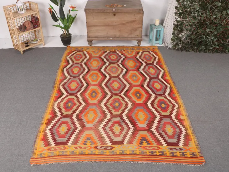 Rainbow Persian Rug, 5.7x8.1 ft Vibrant Decor