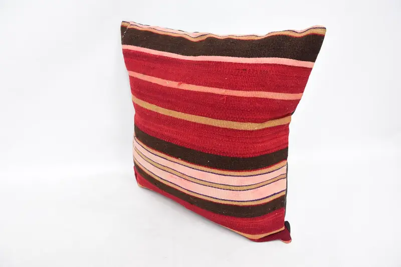 Boho Pillow Sham Cover, Vintage Kilim Pillow, Boho Pillow, 20x20 Red Cushion, Car Pillow Case, Southwestern Cushion Case, Pillow Cover - 4