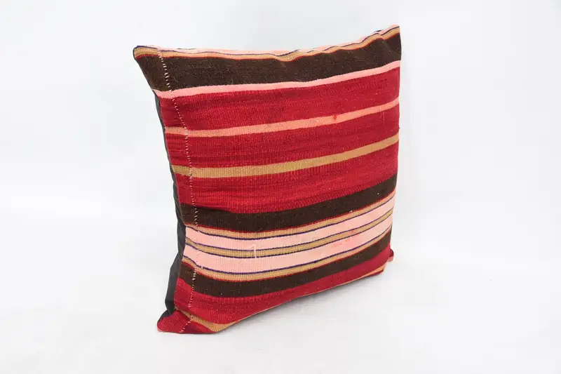 Boho Pillow Sham Cover, Vintage Kilim Pillow, Boho Pillow, 20x20 Red Cushion, Car Pillow Case, Southwestern Cushion Case, Pillow Cover - 3