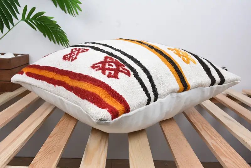 Home Decor Pillow, Cushion Cover, Pastel Pillow, 20x20 White Cushion, Throw Kilim Pillow, Boho Chic Pillow, Ottoman Cushion Cover, Gift Pillow - 6