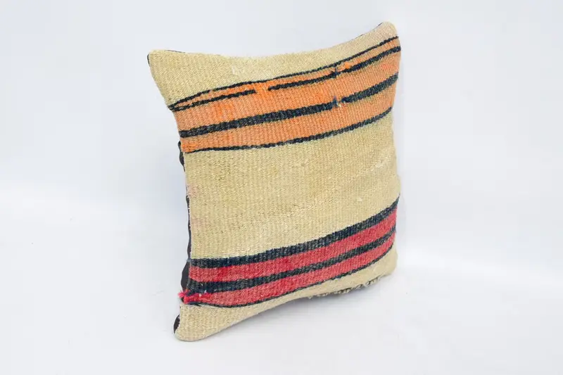 Gift Pillow, Outdoor Patio Cushion Case, Vintage Kilim Throw Pillow, Tribal Cushion Cover, Kilim Pillow, Cushion, 12x12 Beige Pillow Case - 3