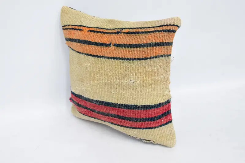 Gift Pillow, Outdoor Patio Cushion Case, Vintage Kilim Throw Pillow, Tribal Cushion Cover, Kilim Pillow, Cushion, 12x12 Beige Pillow Case - 4