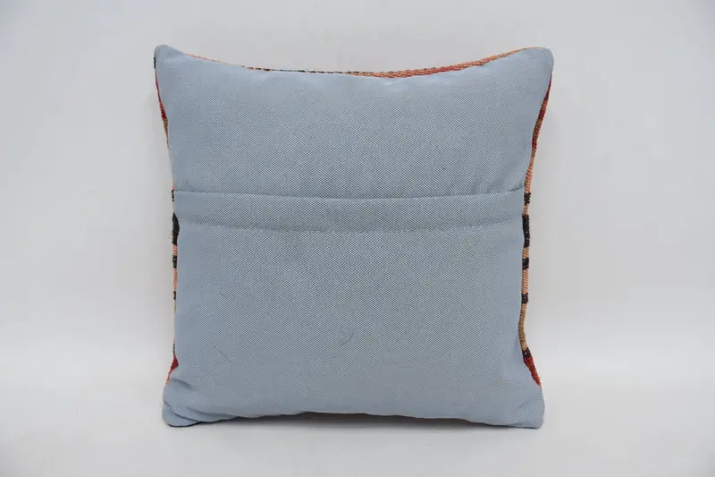Turkish Pillow, Sofa Bolster Cushion Case, Cushion Cover, 14x14 Red Cushion Cover, Handmade Pillow Cover, Pillow for Couch, Handmade Kilim Cushion - 6