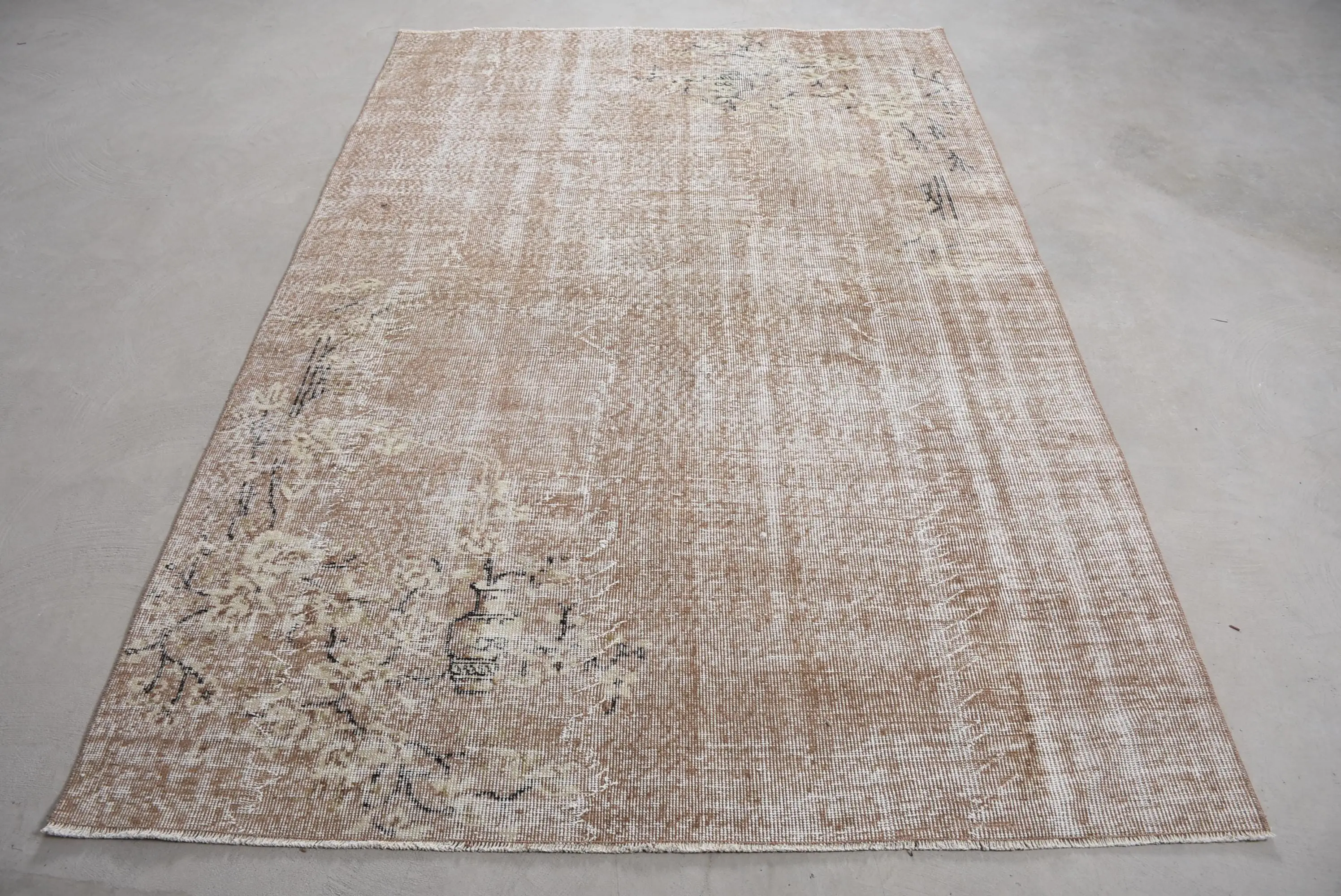 Turkish Rug, 5.1x7.6 ft Area Rug, Brown Wool Vintage Rug - 1