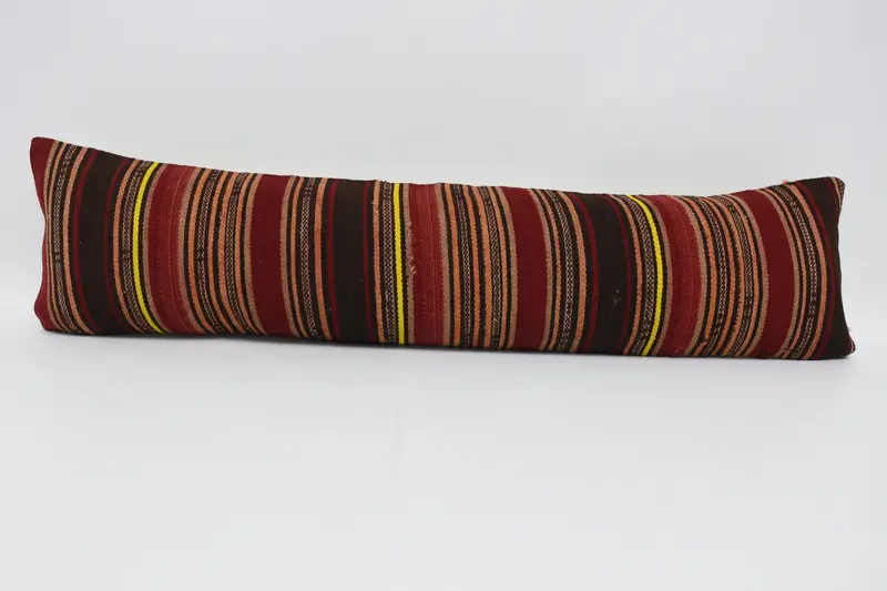Pillow Cover, 12x48 Red Cushion, Sustainable Pillow Cover, Vintage Kilim Throw Pillow, Boho Pillow, Outdoor Bolster Cushion, Turkish Pillow - 1