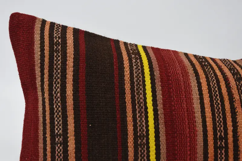Pillow Cover, 12x48 Red Cushion, Sustainable Pillow Cover, Vintage Kilim Throw Pillow, Boho Pillow, Outdoor Bolster Cushion, Turkish Pillow - 2