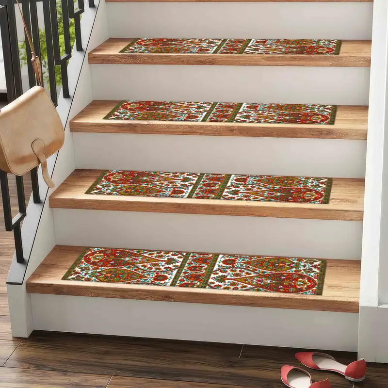 Ethnic Pattern Stair Rug, Kilim Design Printed Rug, Farmhouse Decor