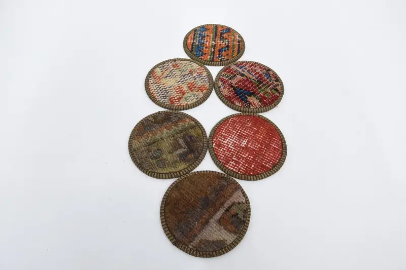 Red and Orange Circle Pad, Ethnic Washable Table Coaster