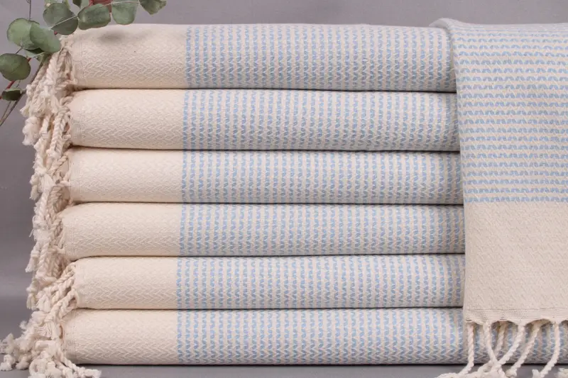 Organic Cotton Hand Towel Monogrammed Baby Blue Diamond, 20x40 Inches