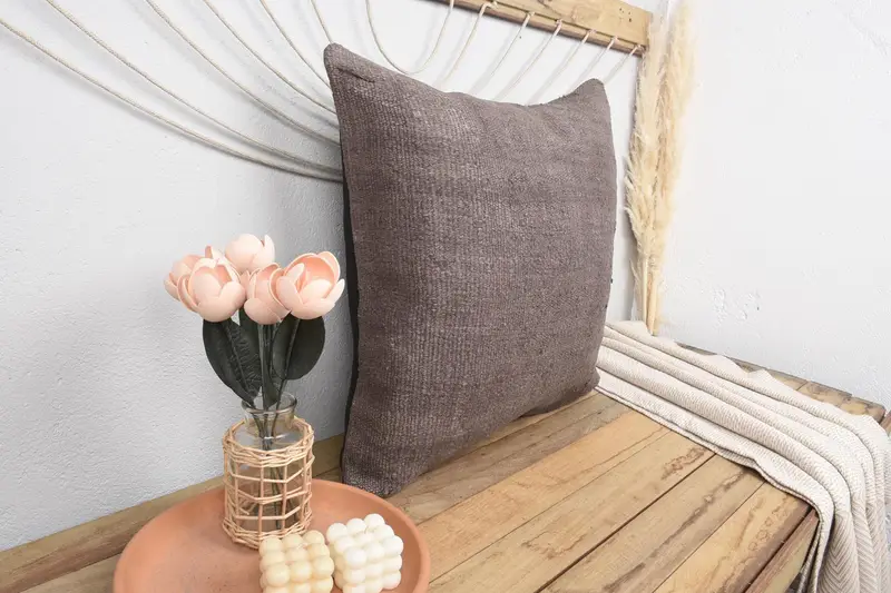 Wholesale Pillow Cover, Vintage Kilim Throw Pillow, Pet Cushion, Sofa Pillow Sham, 24x24 Brown Pillow Case, Cushion, Kilim Pillow, Home Decor Pillow - 1