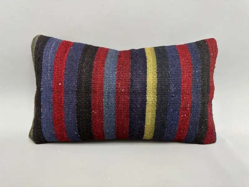 Kilim Pillow Cover, Cushion Cover, Turkish Kilim Pillow, Rustic Pillow Cover, Turkish Pillow, Pet Pillow Cover, 12x20 Purple Cushion Case - 4