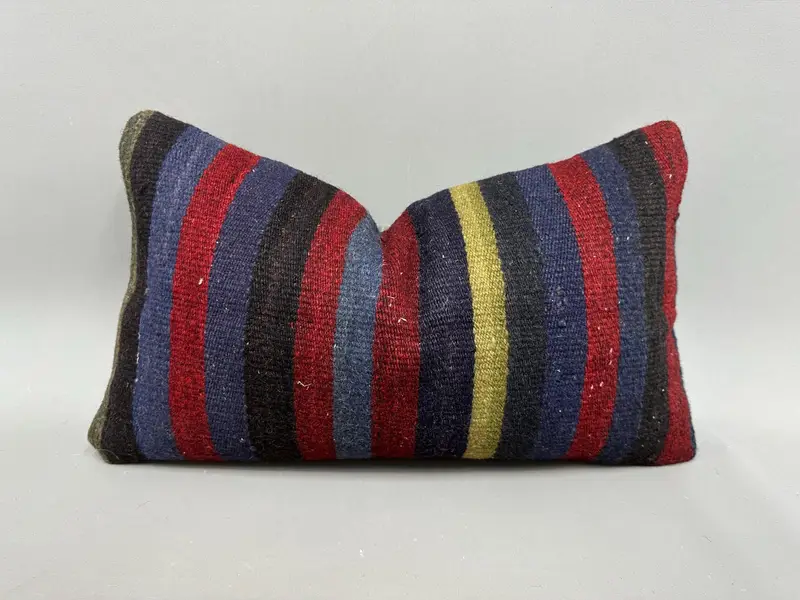 Kilim Pillow Cover, Cushion Cover, Turkish Kilim Pillow, Rustic Pillow Cover, Turkish Pillow, Pet Pillow Cover, 12x20 Purple Cushion Case - 1
