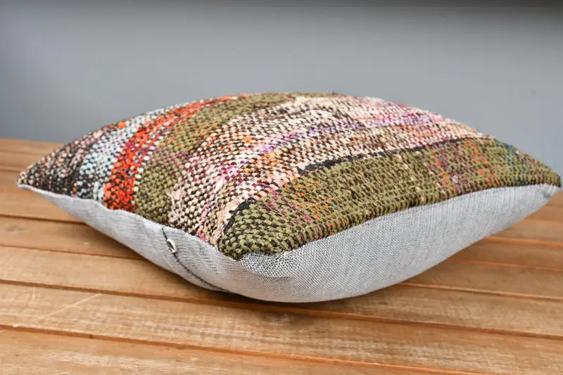 12x12 Green Pillow, Bed Pillow Sham, Boho Pillow, Pillow Cover, Turkish Pillow, Kilim Cushion Sham, Turkish Corner Pillow Case - 4