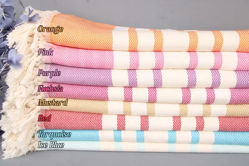 Herringbone Throw Blanket Couch, 79x95 Inches, Beige Striped Pattern