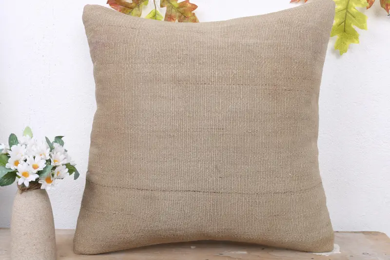 Antique Pillows, Designer Throw Pillow Cover, Kilim Pillow, Cushion Cover, Pastel Cushion, 18x18 Brown Cushion, Handwoven Cushion, Pillow for Couch - 2