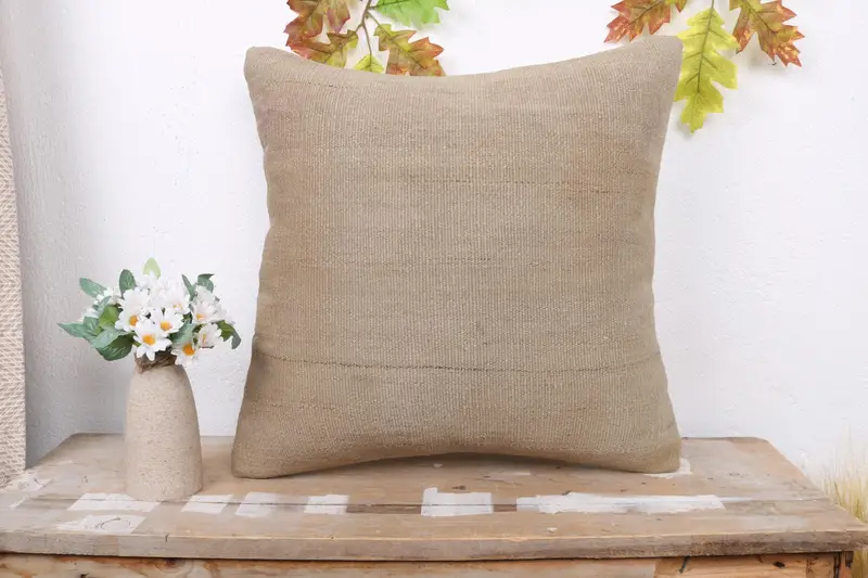Antique Pillows, Designer Throw Pillow Cover, Kilim Pillow, Cushion Cover, Pastel Cushion, 18x18 Brown Cushion, Handwoven Cushion, Pillow for Couch - 1