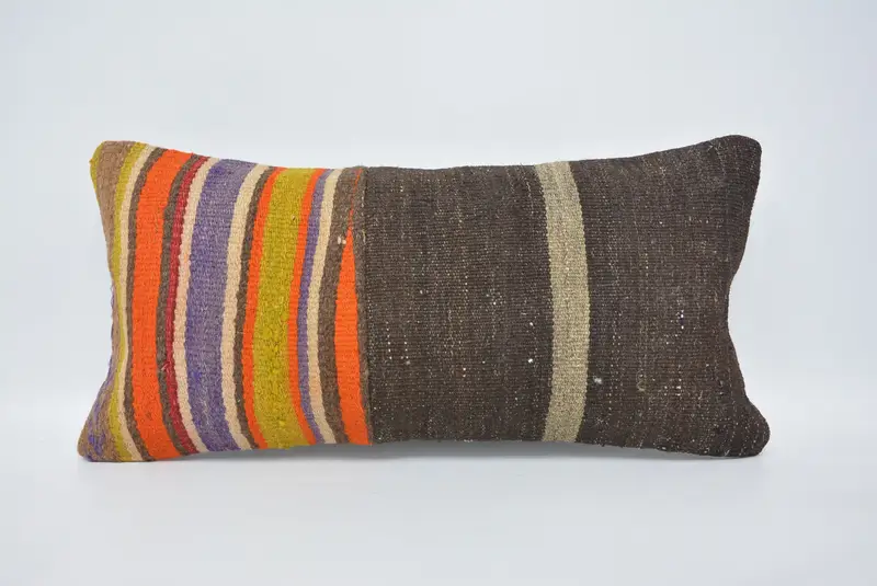 12x24 Brown Cushion Case, Cushion Cover, Neutral Pillow Case, Throw Kilim Pillow, Indoor Cushion Case, Vintage Kilim Throw Pillow, Kilim Pillow - 1