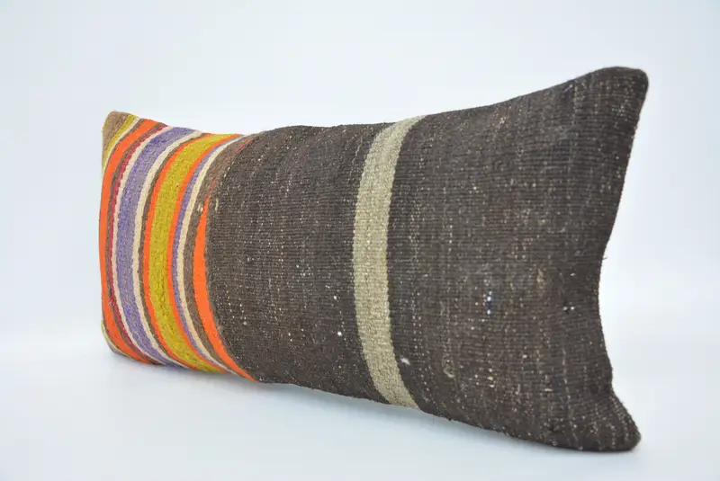 12x24 Brown Cushion Case, Cushion Cover, Neutral Pillow Case, Throw Kilim Pillow, Indoor Cushion Case, Vintage Kilim Throw Pillow, Kilim Pillow - 4