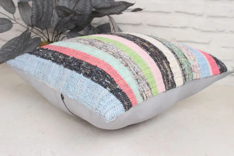 Nautical Throw Pillow, Armchair Cushion Cover, Kilim Cushion Sham, Vintage Kilim Pillow, 18x18 Pink Pillow, Cushion Cover, Ethnical Kilim Rug Pillow - 6