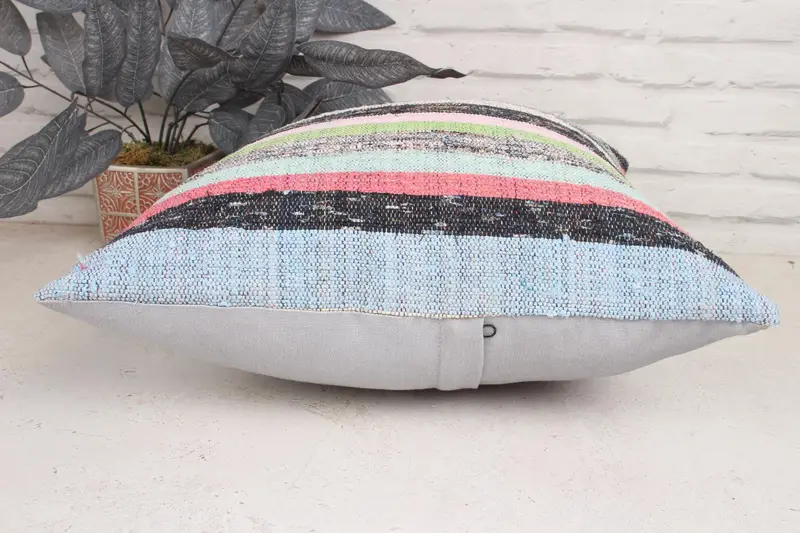 Nautical Throw Pillow, Armchair Cushion Cover, Kilim Cushion Sham, Vintage Kilim Pillow, 18x18 Pink Pillow, Cushion Cover, Ethnical Kilim Rug Pillow - 5