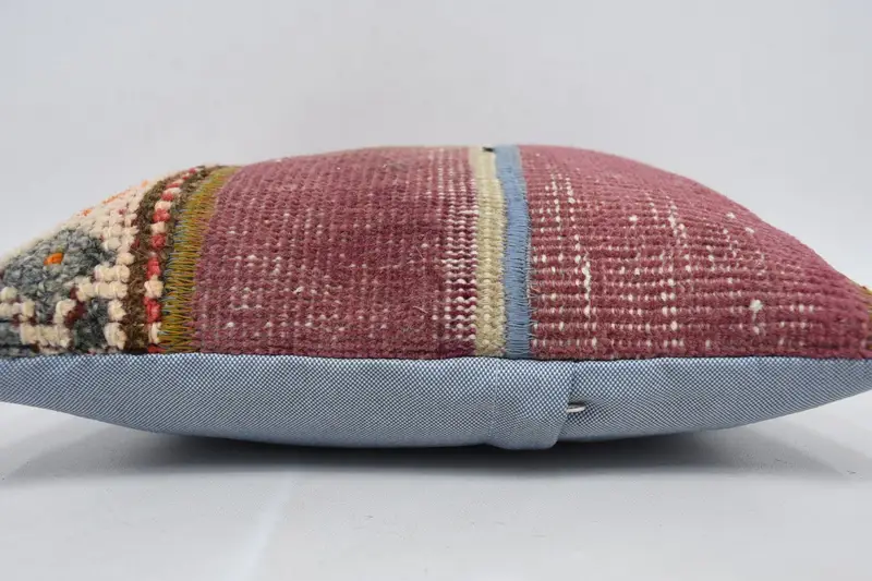Vintage Kilim Throw Pillow, Bright Cushion, Anatolian Pillow Case, Ethnical Kilim Rug Pillow, Vintage Pillow, Cushion, 14x14 Purple Cushion Case - 5